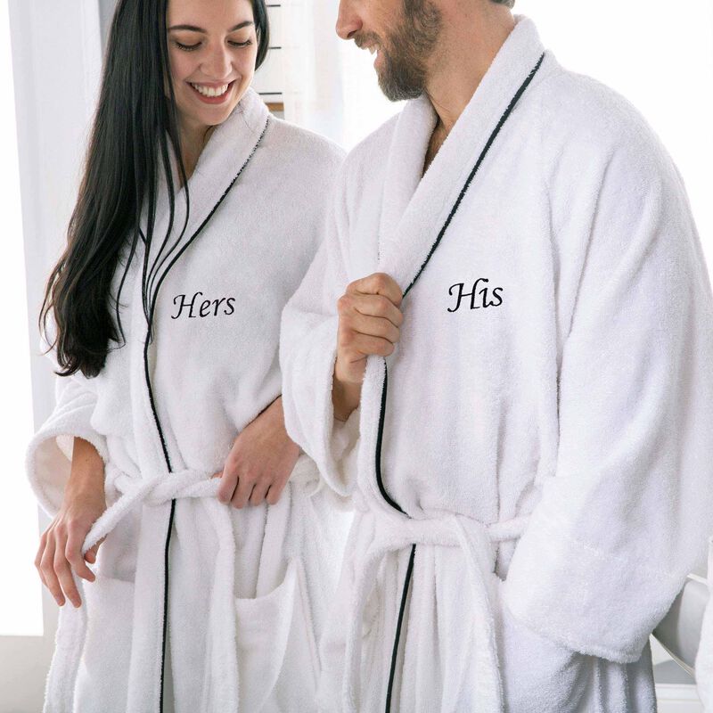 Cotton Embroidered Bath Robe with Letter H for Men and Women image number 2