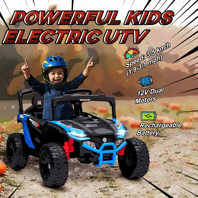 BreeBe 12V Kids Ride On Truck, Battery Powered Electric UTV Vehicle with Rear Suspension, Remote Control image number 3