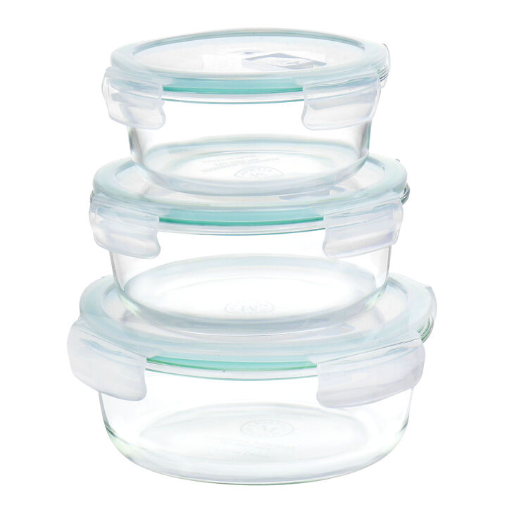 Martha Stewart 6 Piece Round Glass Storage Containers with Leak Proof Lids