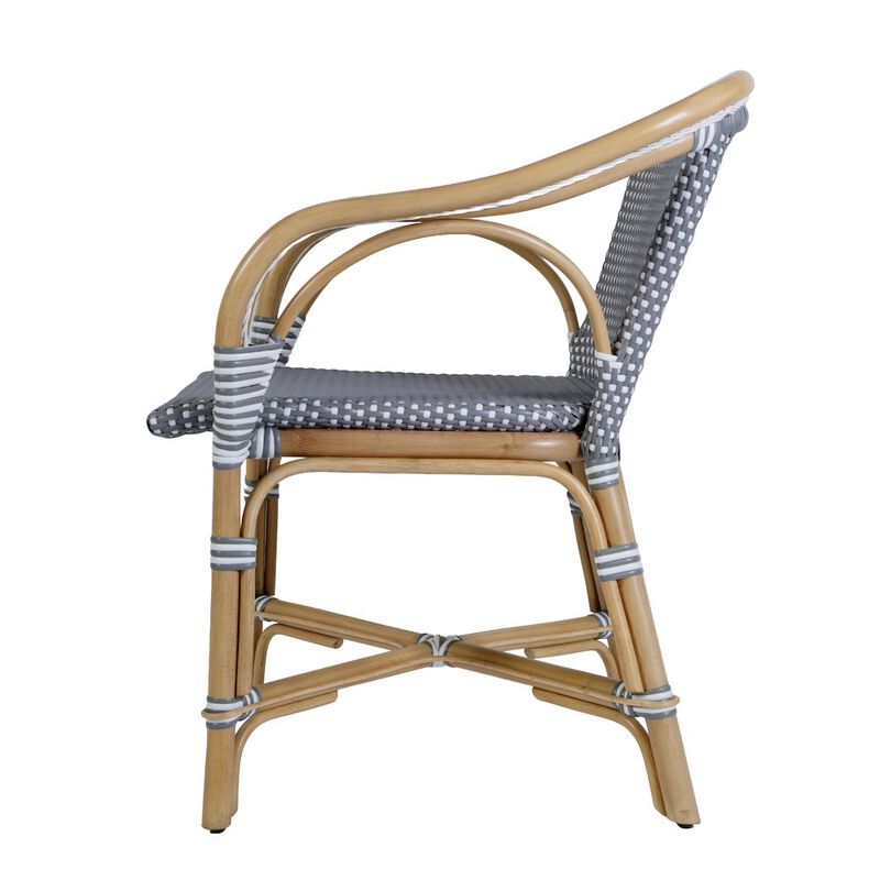 Butler Specialty Portofino 18.75 in. Seat Height Rattan Arm Chair, White and Navy image number 5