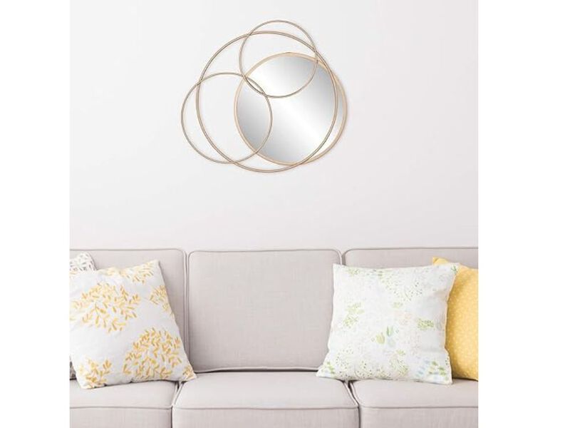 22.5" Gold Metal Layered Circle Wall Mirror &ndash; Modern Accent for Entryway