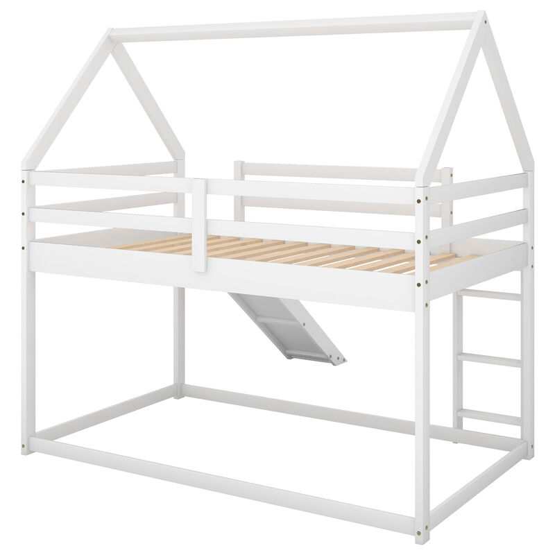 Merax Twin Size Bunk House Bed with Slide and Ladder.