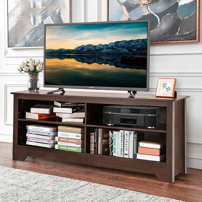 Hivvago Contemporary TV Stand for up to 60-inch TV in Espresso Finish