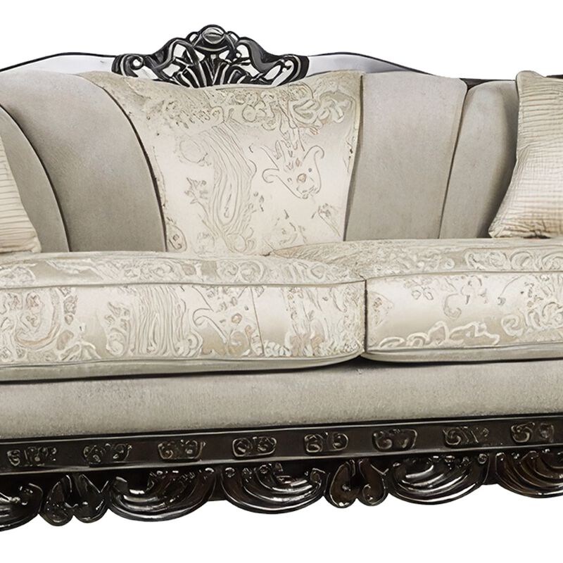Delie 2pc Sofa Loveseat Set, Ivory Chenille, 4 Accent Throw Pillows image number 3