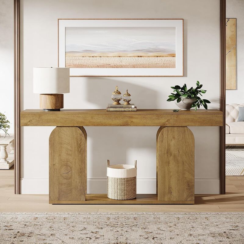 Tribesigns Country Rustic Wood Console Table image number 7