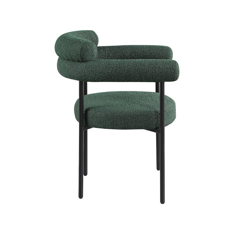 Meridian Furniture Blake Green Boucle Fabric Dining Chair, Set of 2