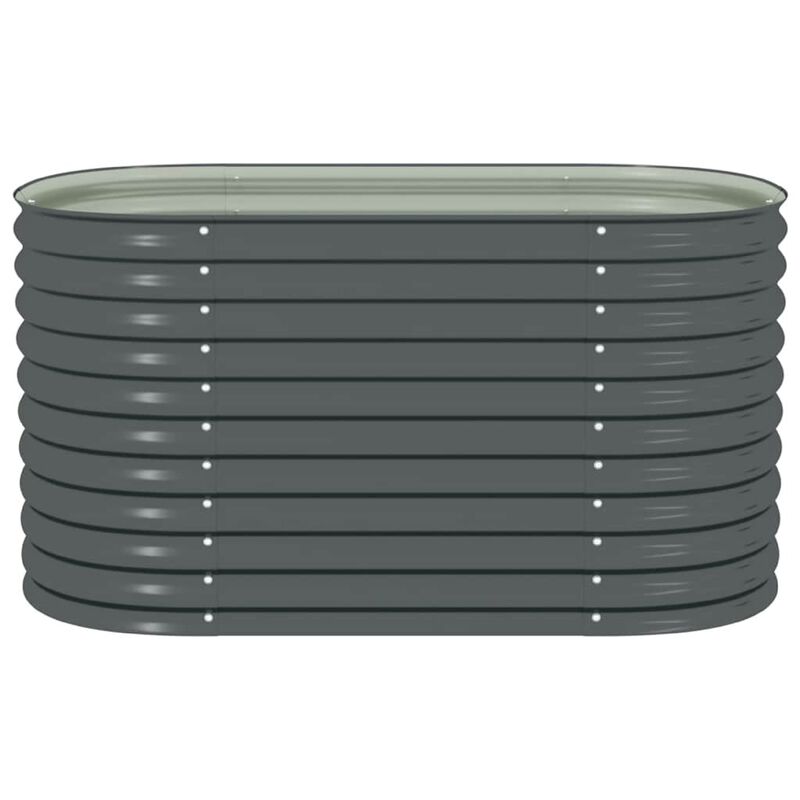 Eline Outdoor Raised Garden Bed, Gray Steel, Ribbed Design, 63 Inch image number 2