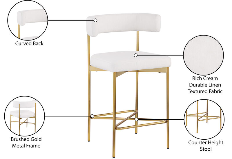 Meridian Furniture Rivage Durable Linen Textured Fabric Stool, Set of 2 image number 8