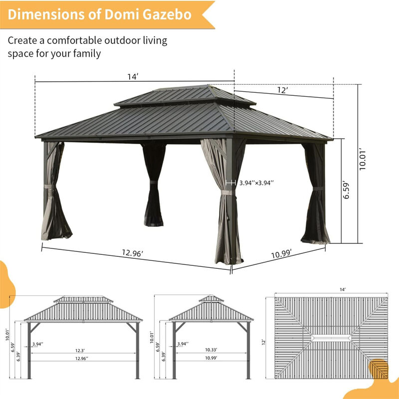 Streamdale 12' X 14' Hardtop Gazebo, Aluminum Metal Gazebo image number 5