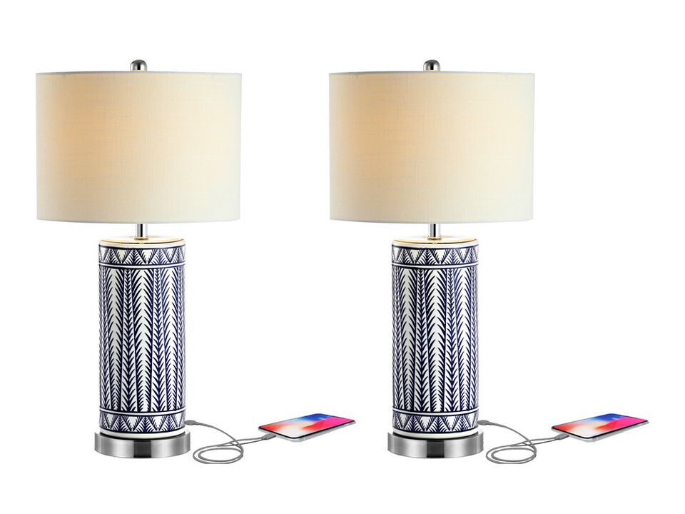 Sulka Ceramic/Iron Contemporary USB Charging LED Table Lamp