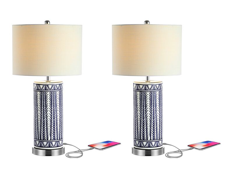 Sulka Ceramic/Iron Contemporary USB Charging LED Table Lamp