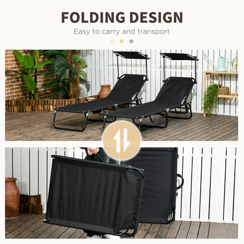 Hivvago 2-Piece Poolside Chaise Lounge Set with Sunshade image number 5