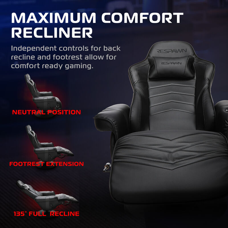 RESPAWN 900 Console Gaming Recliner with Footrest and Lumbar Support - Comfortable Ergonomic Gaming Chair with Headrest, No Wheels, Reclining, Heavy Duty, Racing Style Video Game Chairs