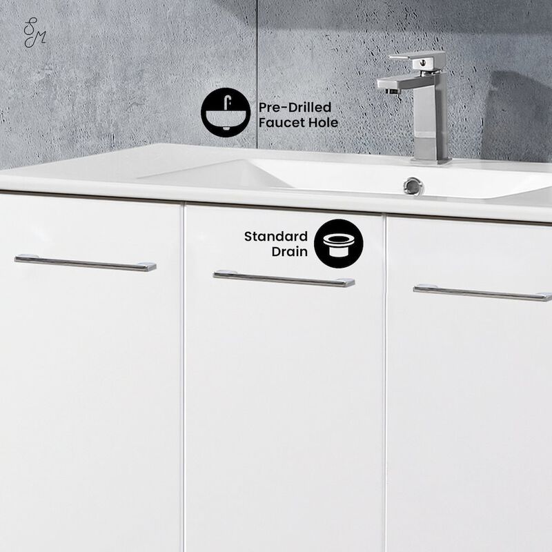 Annecy 36" Freestanding Bathroom Vanity in White with Sink Top image number 2
