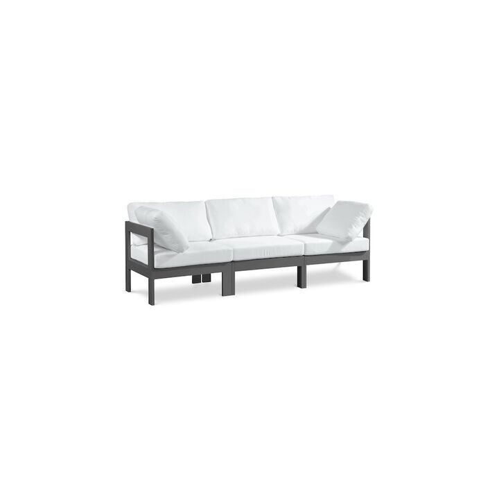 Meridian Furniture Nizuc White Water Resistant Fabric Outdoor Patio Modular Sofa
