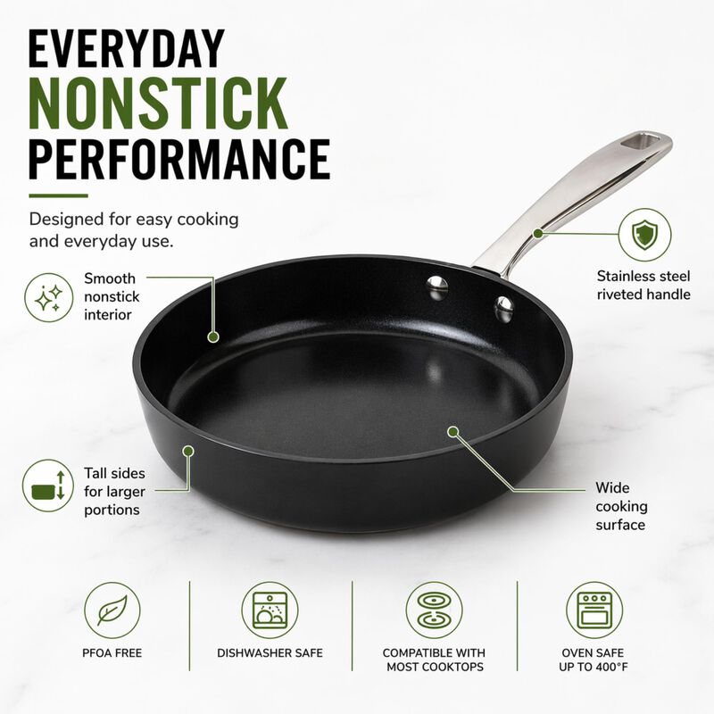 Alva Maestro Nonstick Ceramic Frying Pan - Easy to Clean, Oven Safe and Made without PFAS, PFOA & PTFE - Induction and All Stovetop Compatible with Even Heat Distribution image number 6