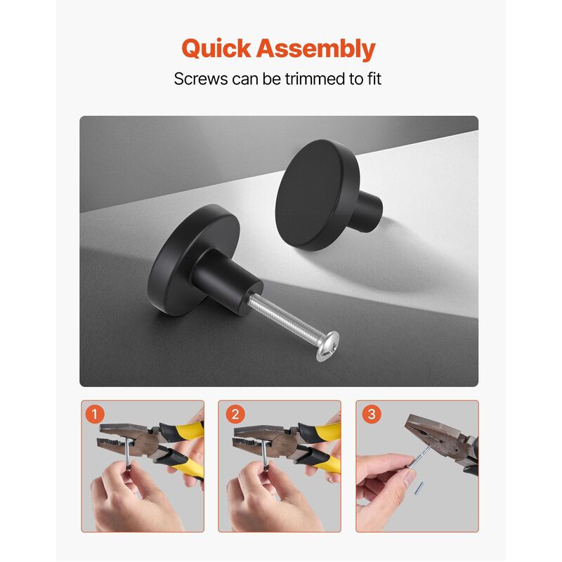 10 Pack Black Cabinet Knobs, Zinc Alloy Mushroom Drawer Pulls with Screws image number 7