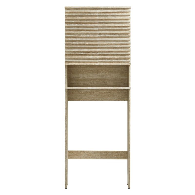 Modway Render Over the Toilet Faux Travertine Bathroom Storage Cabinet