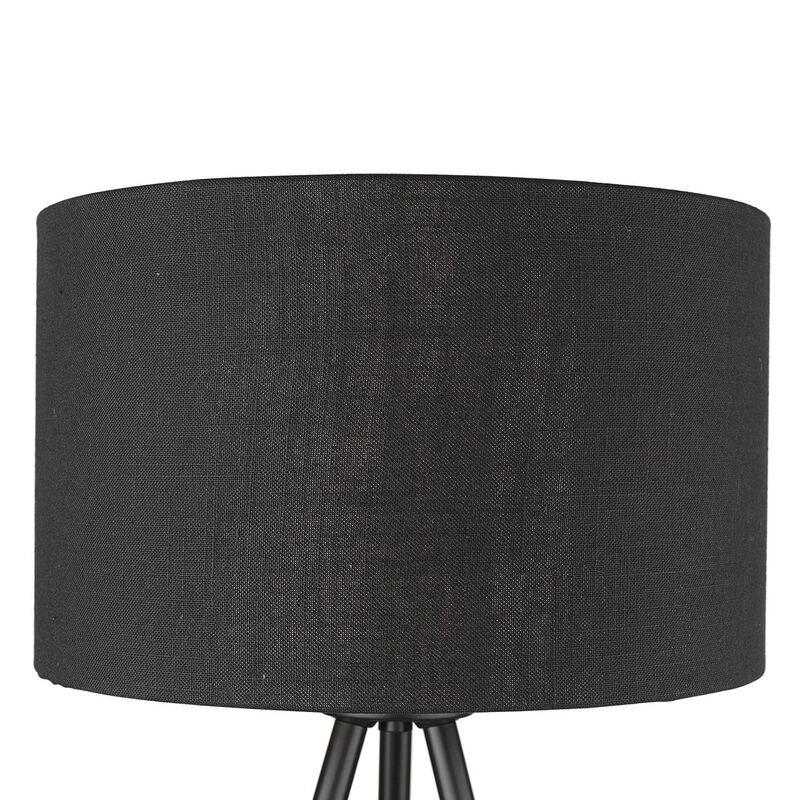 HomeRoots 22" Black Metal Tripod Table Lamp With Black Drum Shade image number 4