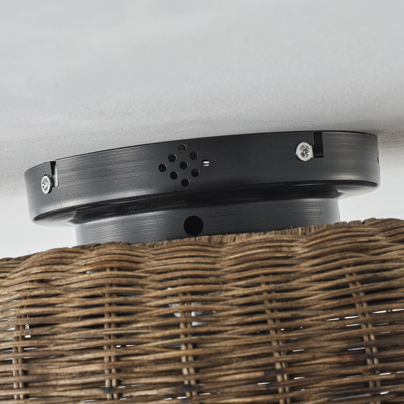 19.7" Boho Black Handwoven Rattan Caged Ceiling Fan with Light and Remote image number 7