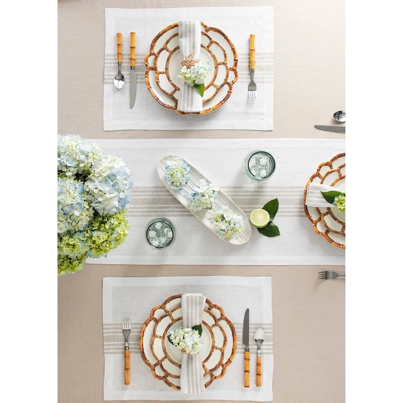 Solino Home Farmhouse 100% Linen Placemats &ndash; Set of 4, 14 x 19 in, Machine Washable, Holiday and Everyday Dining