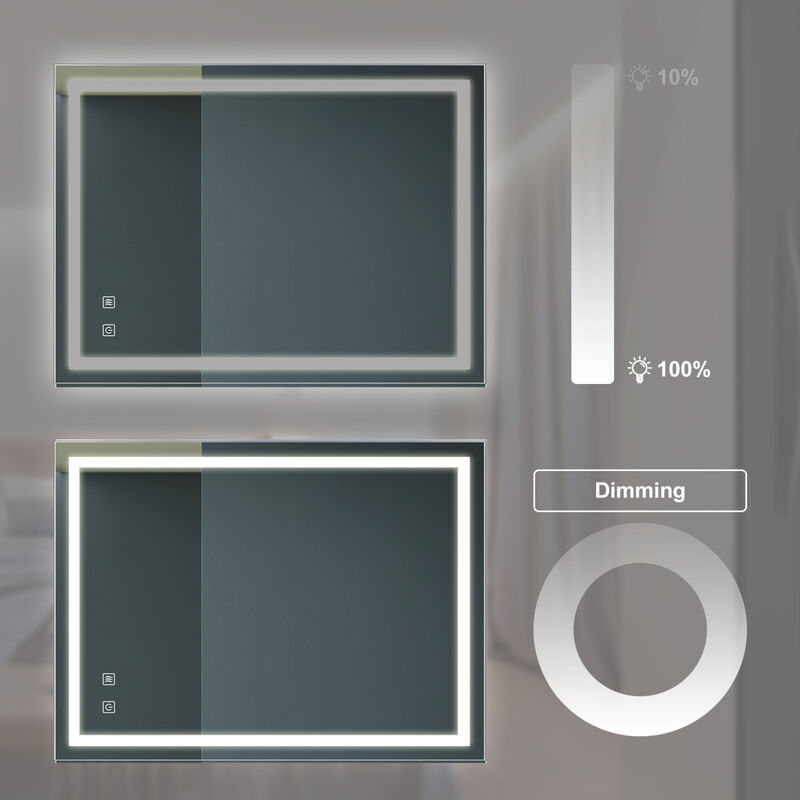 ELEMENT ACE 32x24 Inch Bathroom LED Vanity Mirror with Dimmable Touch and Anti-Fog Technology image number 5
