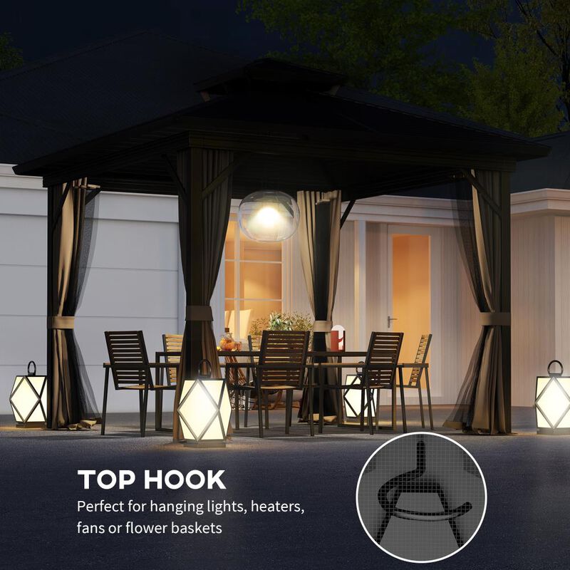 Hivvago Outdoor 10x10 Hardtop Gazebo with Curtains Included image number 4