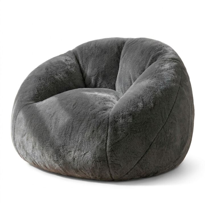 Vipbear Faux Fur Bean Bag Chair, Large Stuffed Bean Bag Sofa with Filler for Living Room, Bedroom