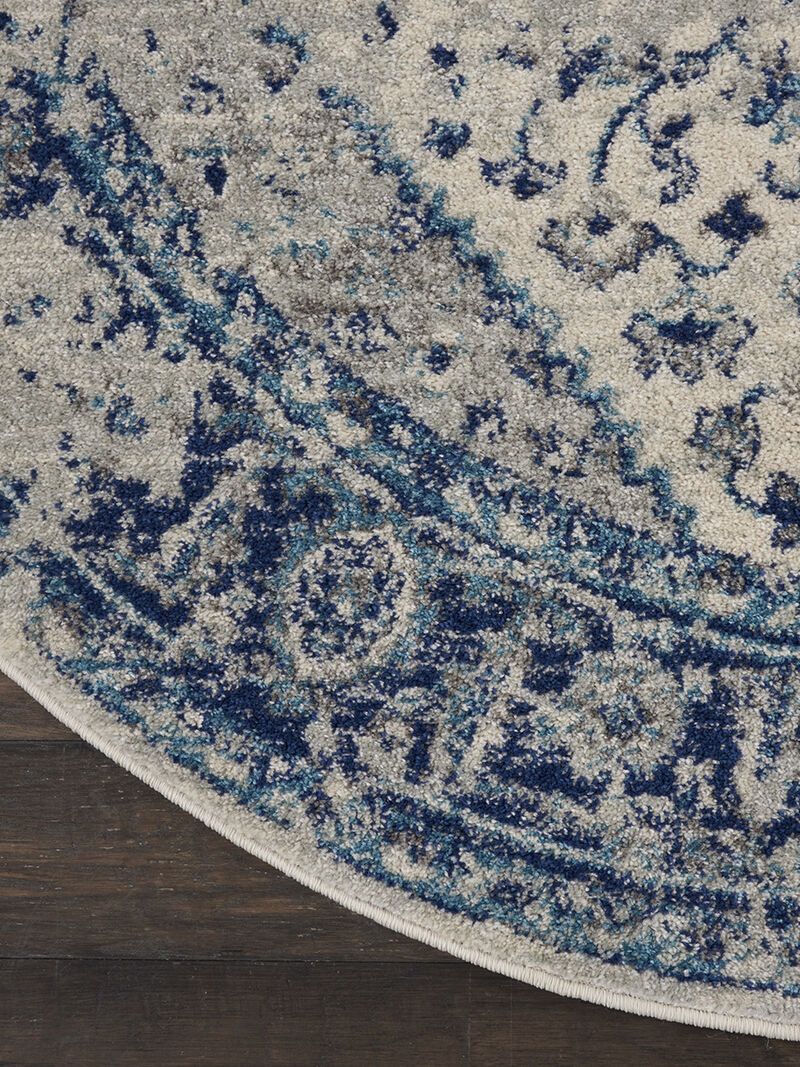 Tranquil TRA06 Ivory/Light Blue 4' x Round Rug image number 2
