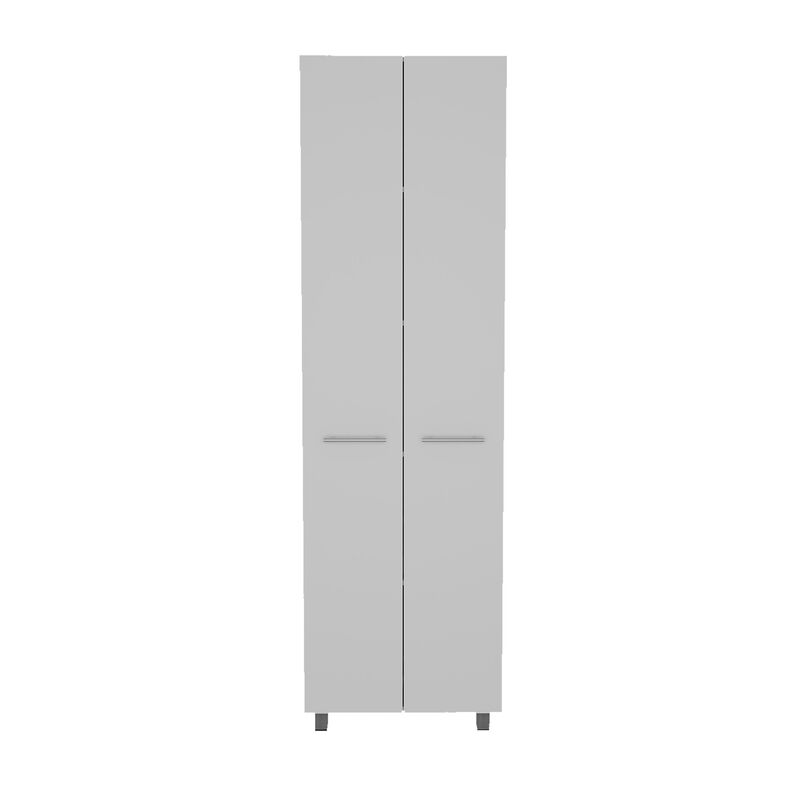Baleare Pantry Cabinet, Five Interior Shelves, Four Legs -White