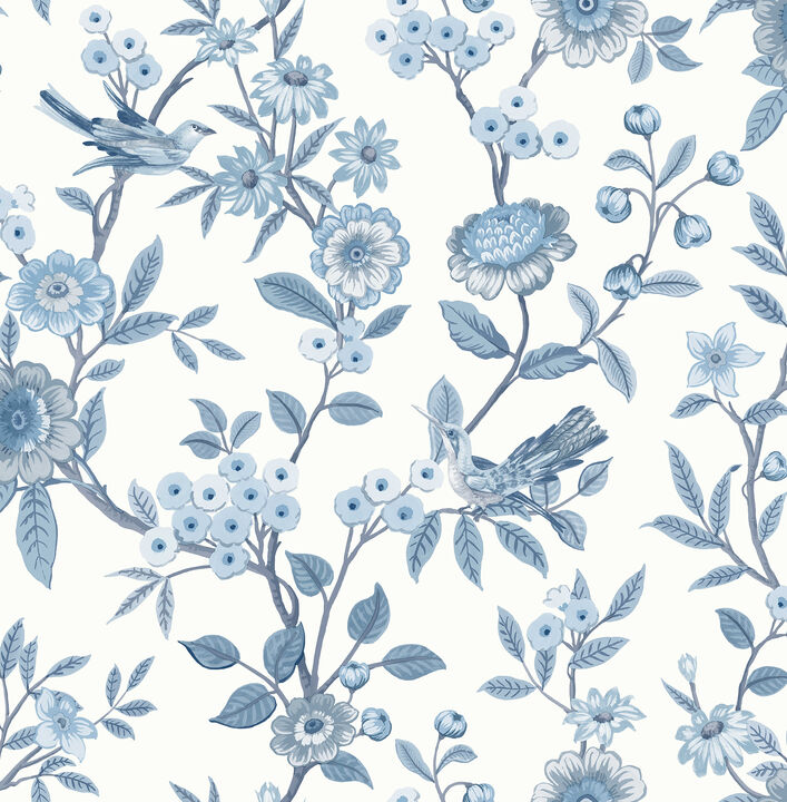 Elspeth Blue Floral Trail Wallpaper