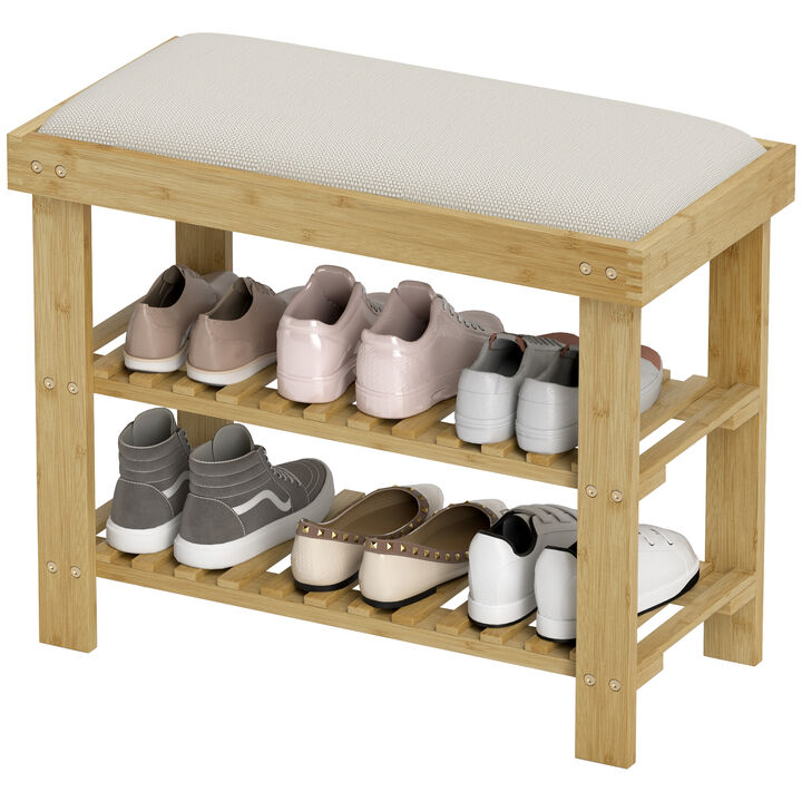 Cusion Upholstered Shoe Rack &ndash; Space-Saving Organizer for Hallway