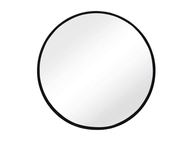 24 Inch Black Round Wall Mirror with Metal Frame image number 0