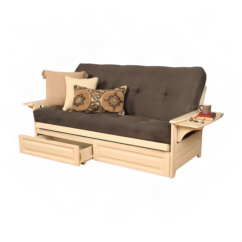 Phoenix Frame in Antique White Finish includes Suede Gray Mattress and Storage Drawers image number 3