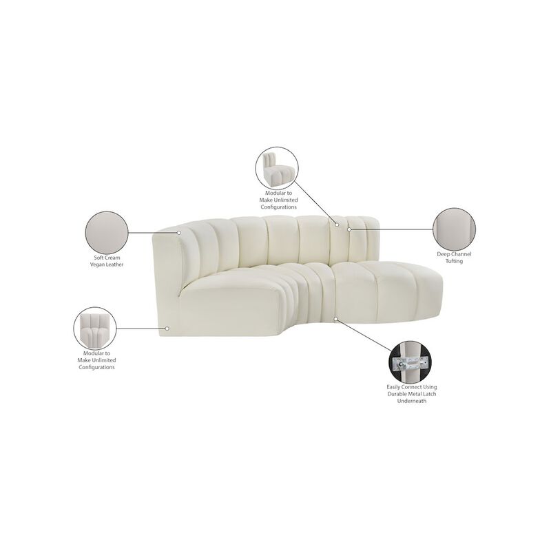 Meridian Furniture Arc Cream Vegan Leather Modular Sofa