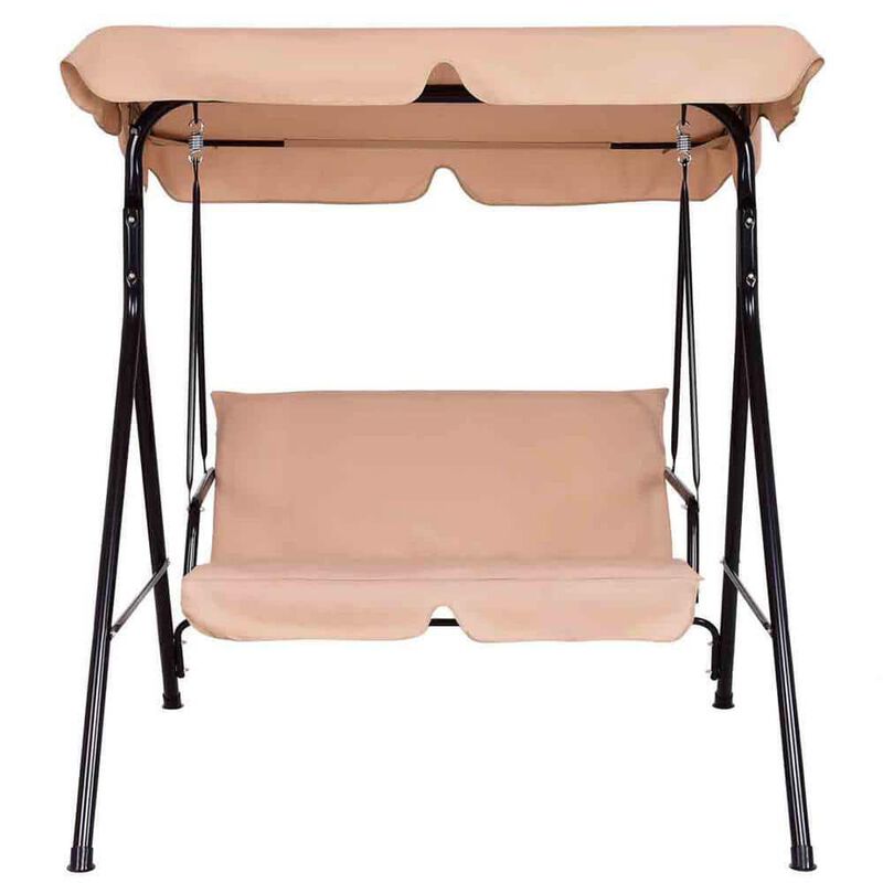 Steel Frame Outdoor Loveseat Patio Canopy Swing with Cushion