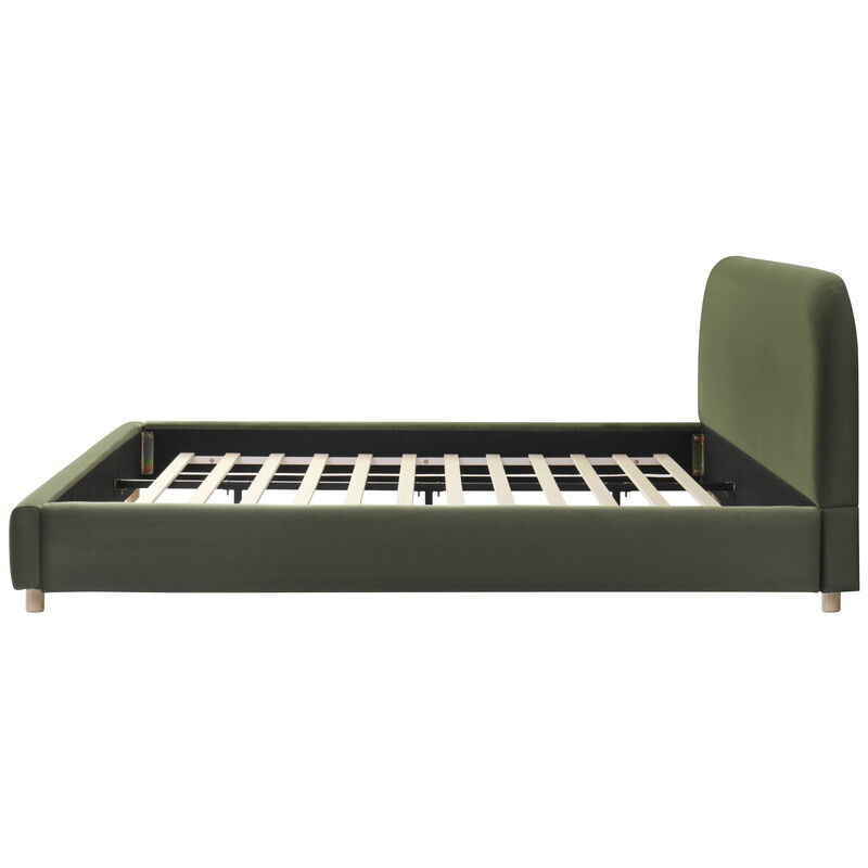 Christopher Knight Home Thora Modern Velvet Upholstered Platform Bed with Curve-Shaped Headboard image number 4