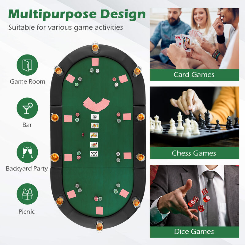 10 Player Portable Poker Table Top with Foldable Design and Padded Surface image number 3