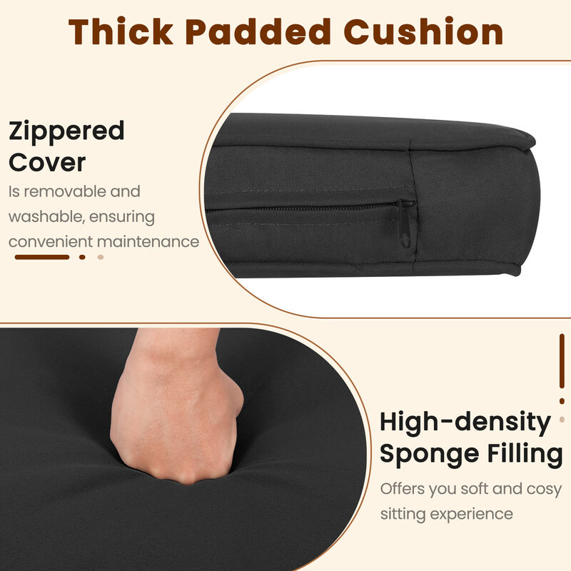 3 Pieces Patio Furniture Set with Tempered Glass Coffee Table and Soft Seat Cushions