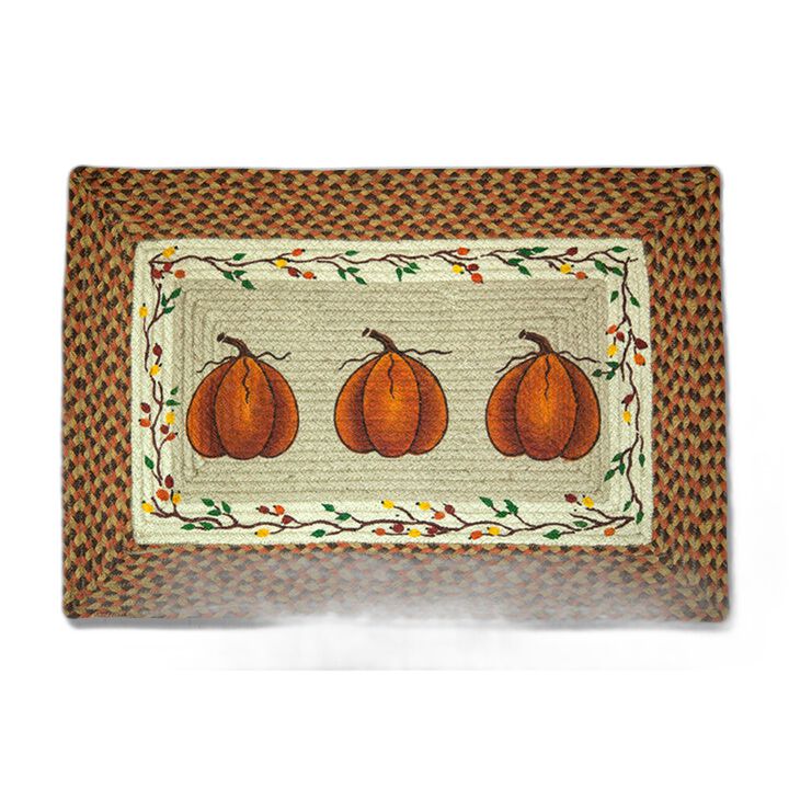 Earth Rugs Pp-222 Harvest Pumpkin Oblong Patch 20 X 30