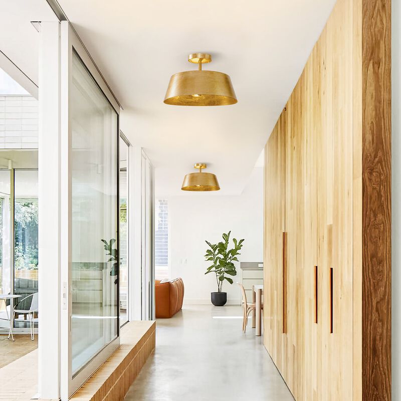 3-Light Modern Vintage Dimmable Gold Urban Drum Semi Flush Ceiling Light