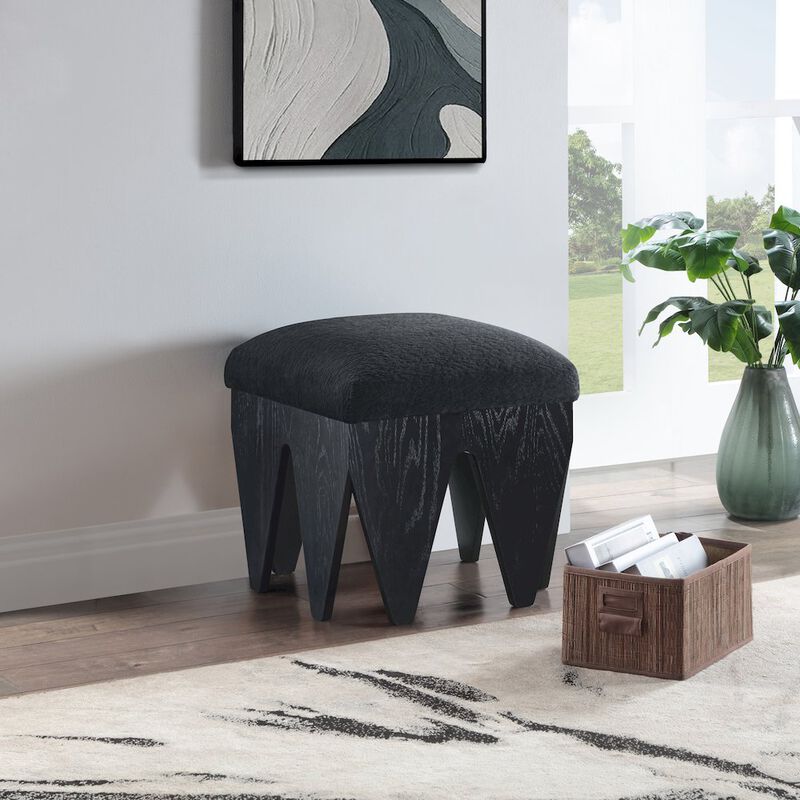 Meridian Furniture Altair Black Velour Fur Fabric Bench
