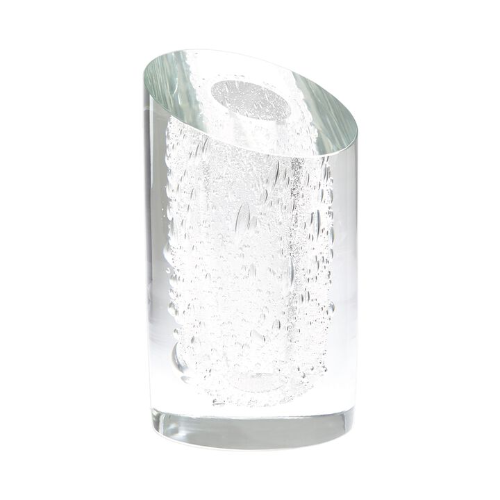 Slant Vase-Clear with Bubbles