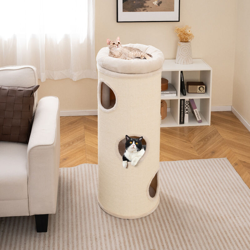 Multi-Level Cat House &ndash; 4-Story Elevated Cat Tower with Hideaway Caves image number 2