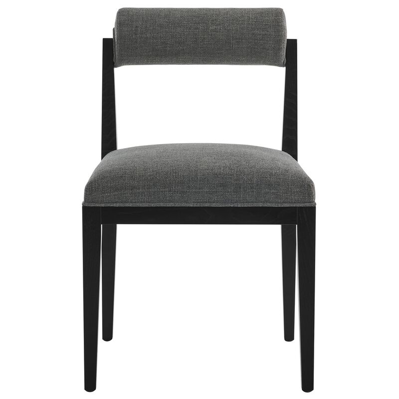Modway Kai Upholstered Dining Chair with Wood Legs in Charcoal Black - Modern Dining Room Chair with Fabric Rolled Backrest and Seat - Wood Fabric Side Chair for Dining Room, Kitchen image number 7
