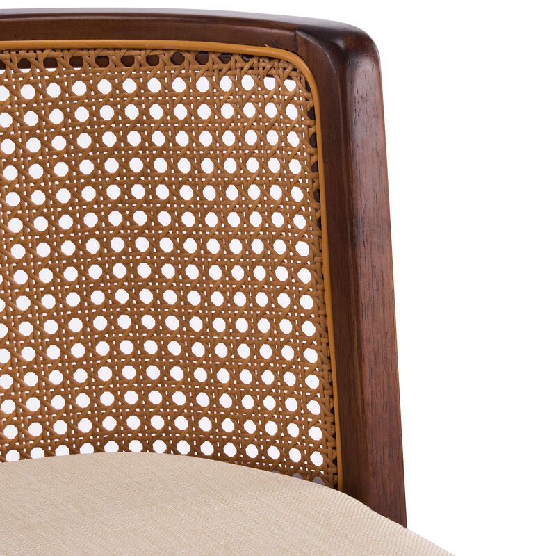 Christopher Knight Home Lyric Modern Woven Rattan Rubberwood Upholstered Counter Stools with Rattan Curved Backrest (Set of 4) image number 8