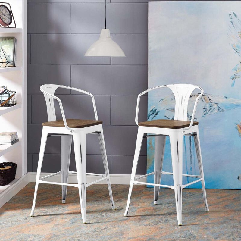 Modway Promenade Bar Stool Set of 2, White image number 1