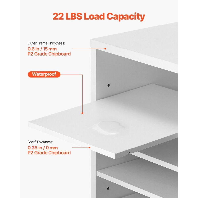 Wooden Literature Organizer with Adjustable Shelves, 36 Slot Mailbox for Office & Classroom image number 3