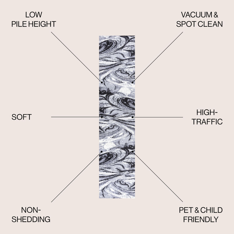 Viscon Abstract Marble Contemporary Area Rug