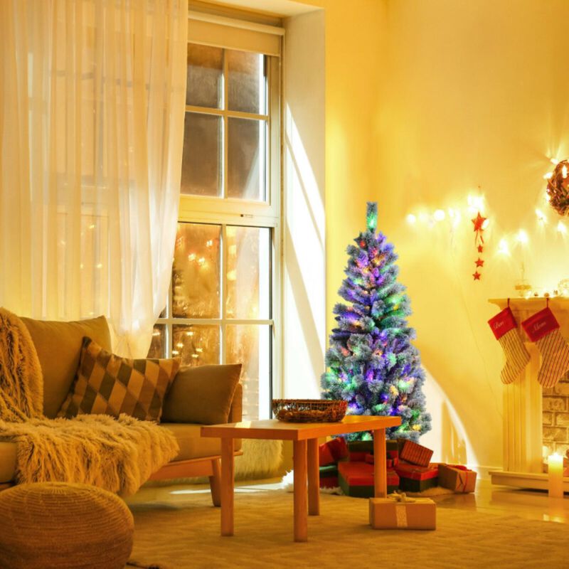 Pre-lit Snow Flocked Christmas Tree with 9 Lighting Modes